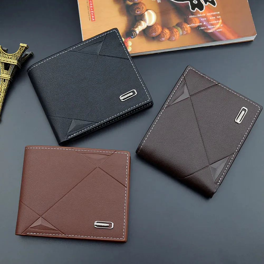 Men’s Slim Faux Leather Bifold Wallet - Business ID & Card Holder