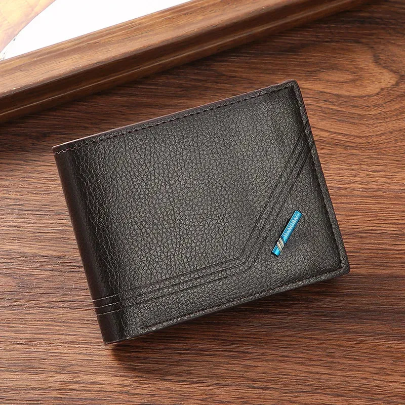 Men’s Slim Faux Leather Bifold Wallet - Business ID & Card Holder