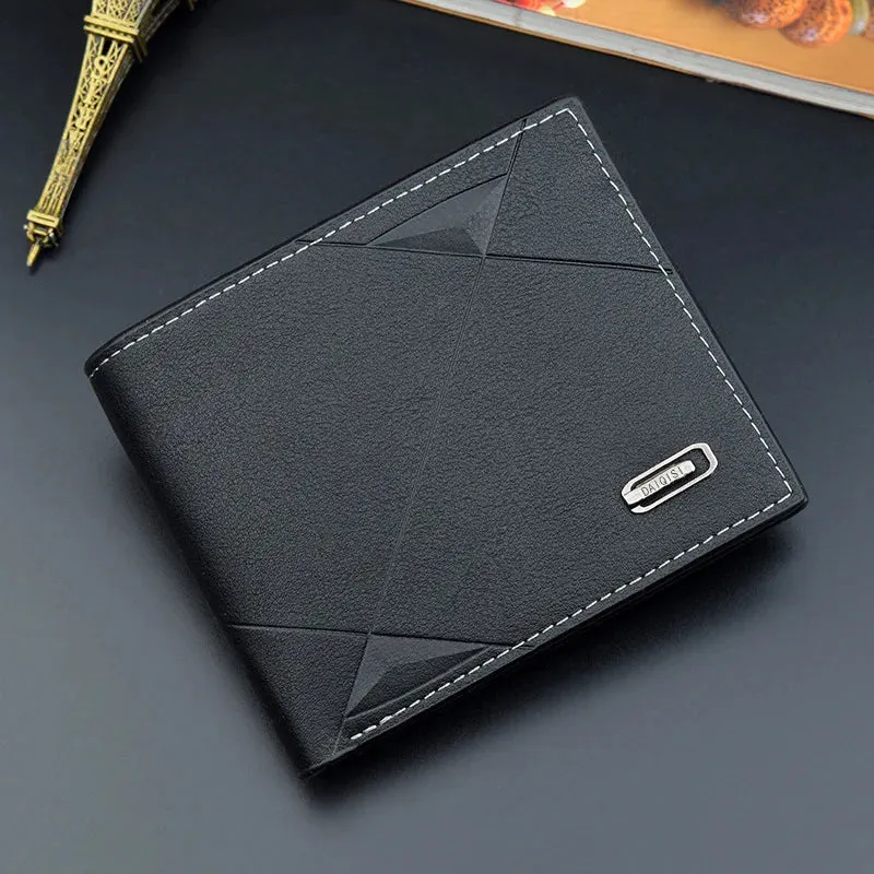Men’s Slim Faux Leather Bifold Wallet - Business ID & Card Holder