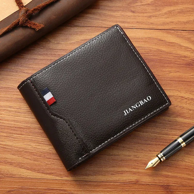 Men’s Slim Faux Leather Bifold Wallet - Business ID & Card Holder