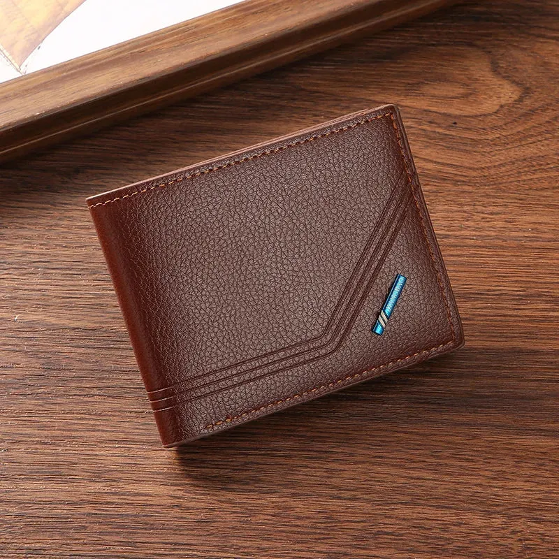Men’s Slim Faux Leather Bifold Wallet - Business ID & Card Holder