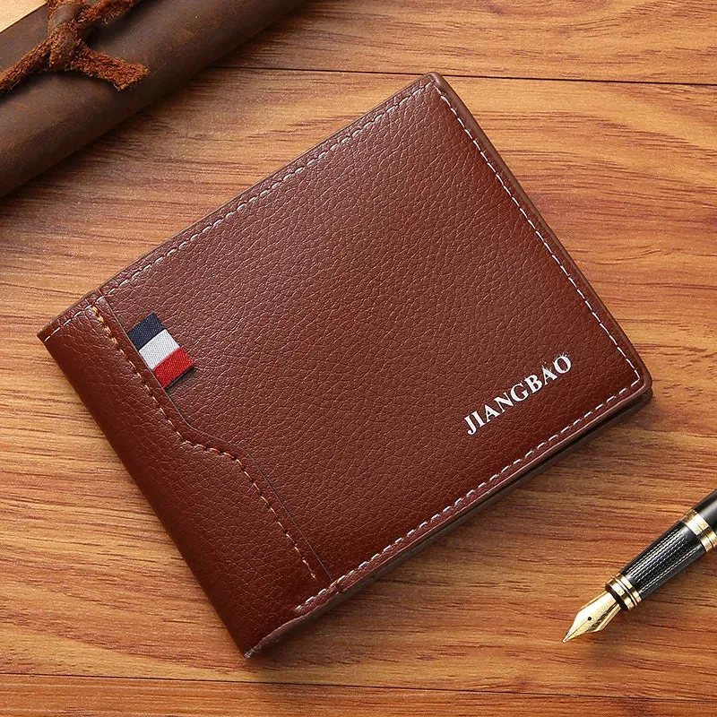 Men’s Slim Faux Leather Bifold Wallet - Business ID & Card Holder