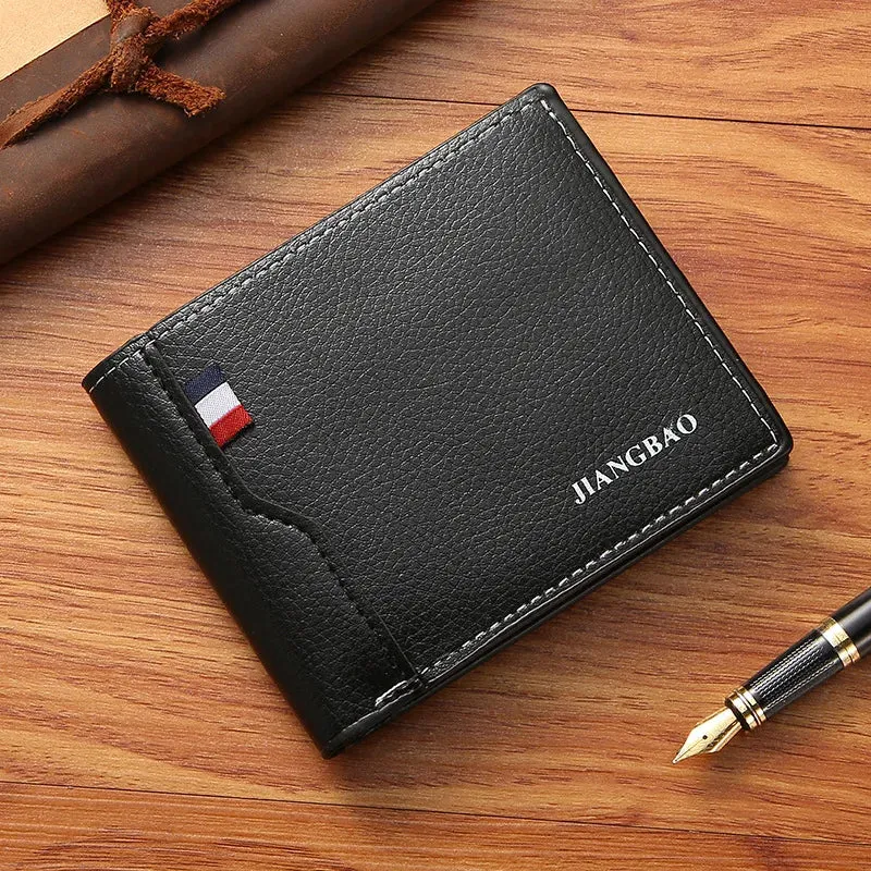 Men’s Slim Faux Leather Bifold Wallet - Business ID & Card Holder