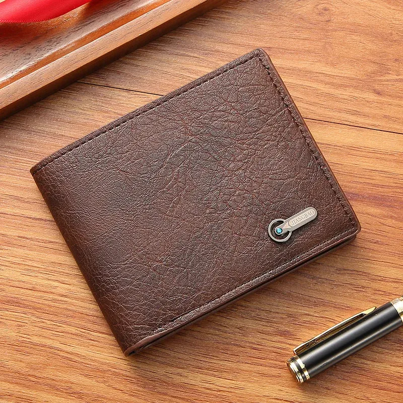 Men’s Slim Faux Leather Bifold Wallet - Business ID & Card Holder