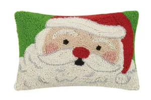 Merry Nostalgic Santa Claus Christmas Hooked Wool Pillow – 8” x 12”