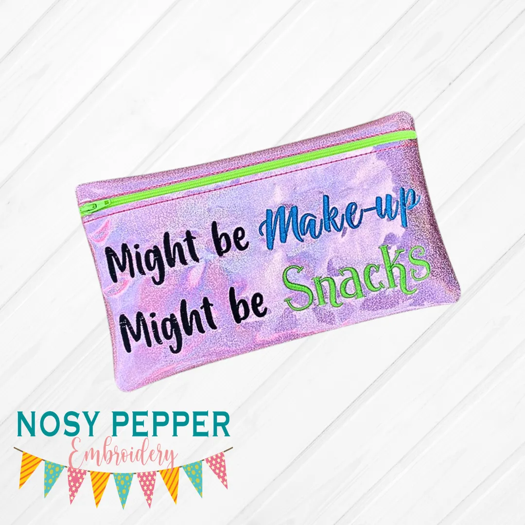 Might be make up Might be Snacks ITH bag (4 sizes available) lined machine embroidery design DIGITAL DOWNLOAD