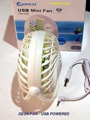 MINI DESK FAN - USB POWERED -QUIET & EFFECTIVE OPERATION- NEW.