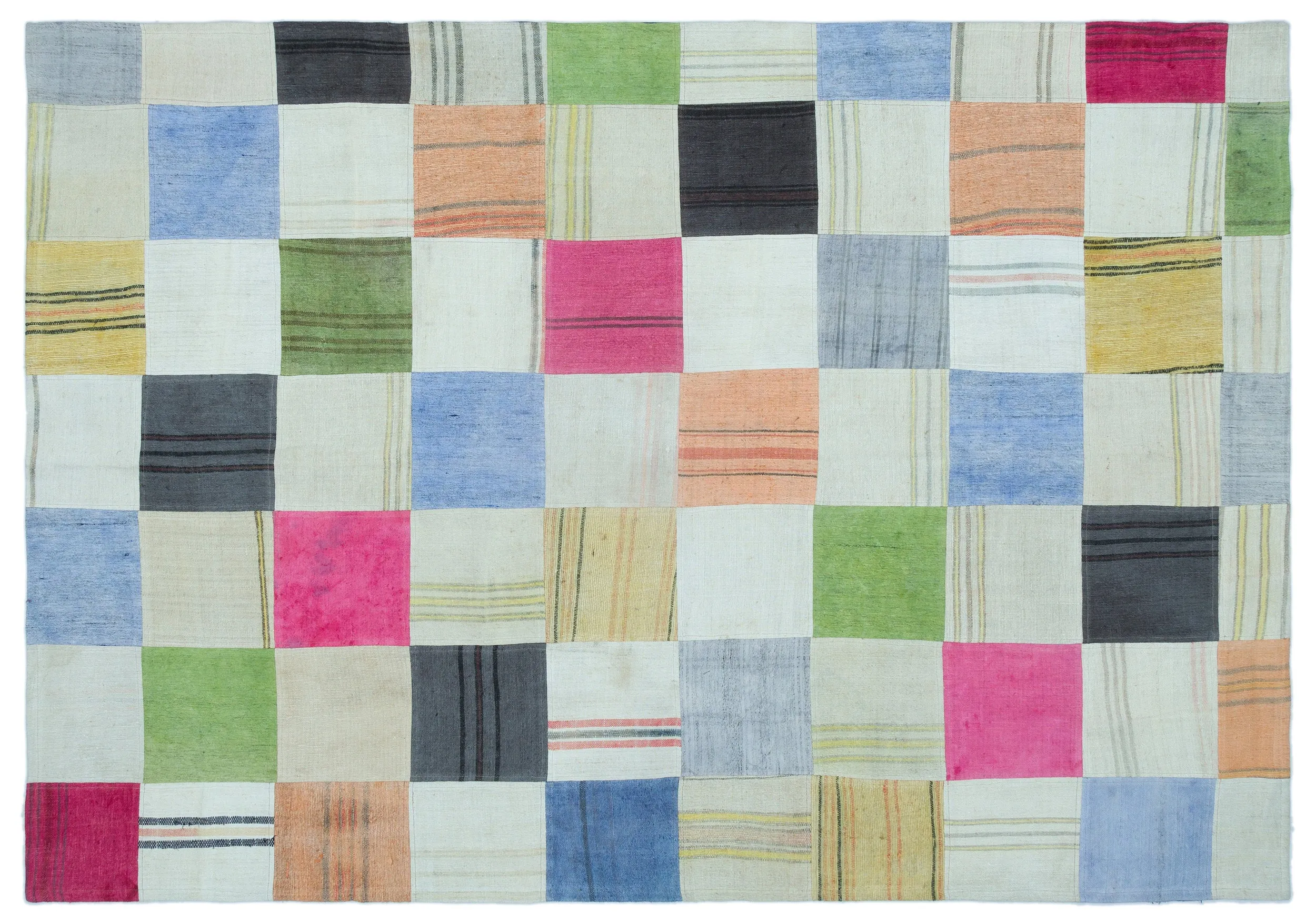 Mixed Over Dyed Kilim Patchwork Unique Rug 5'2'' x 7'7'' ft 158 x 232 cm