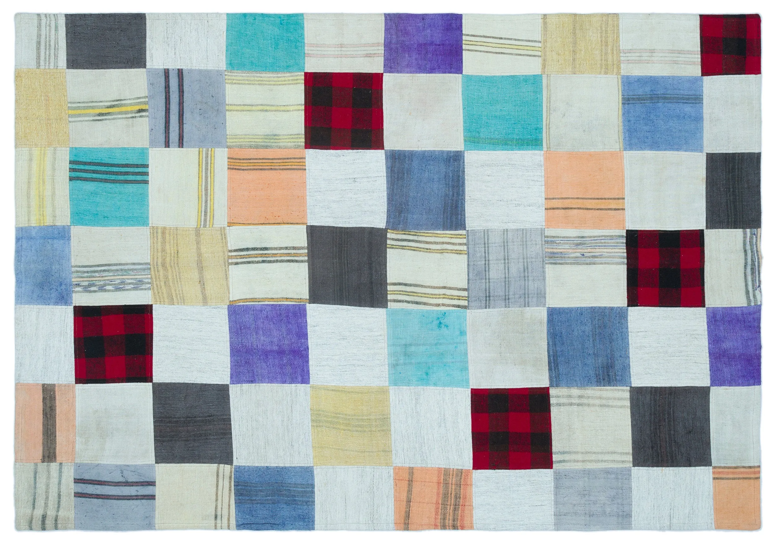 Mixed Over Dyed Kilim Patchwork Unique Rug 5'3'' x 7'6'' ft 160 x 228 cm