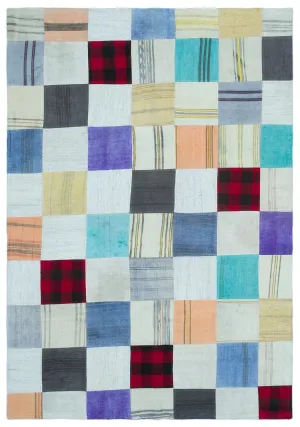 Mixed Over Dyed Kilim Patchwork Unique Rug 5'3'' x 7'6'' ft 160 x 228 cm