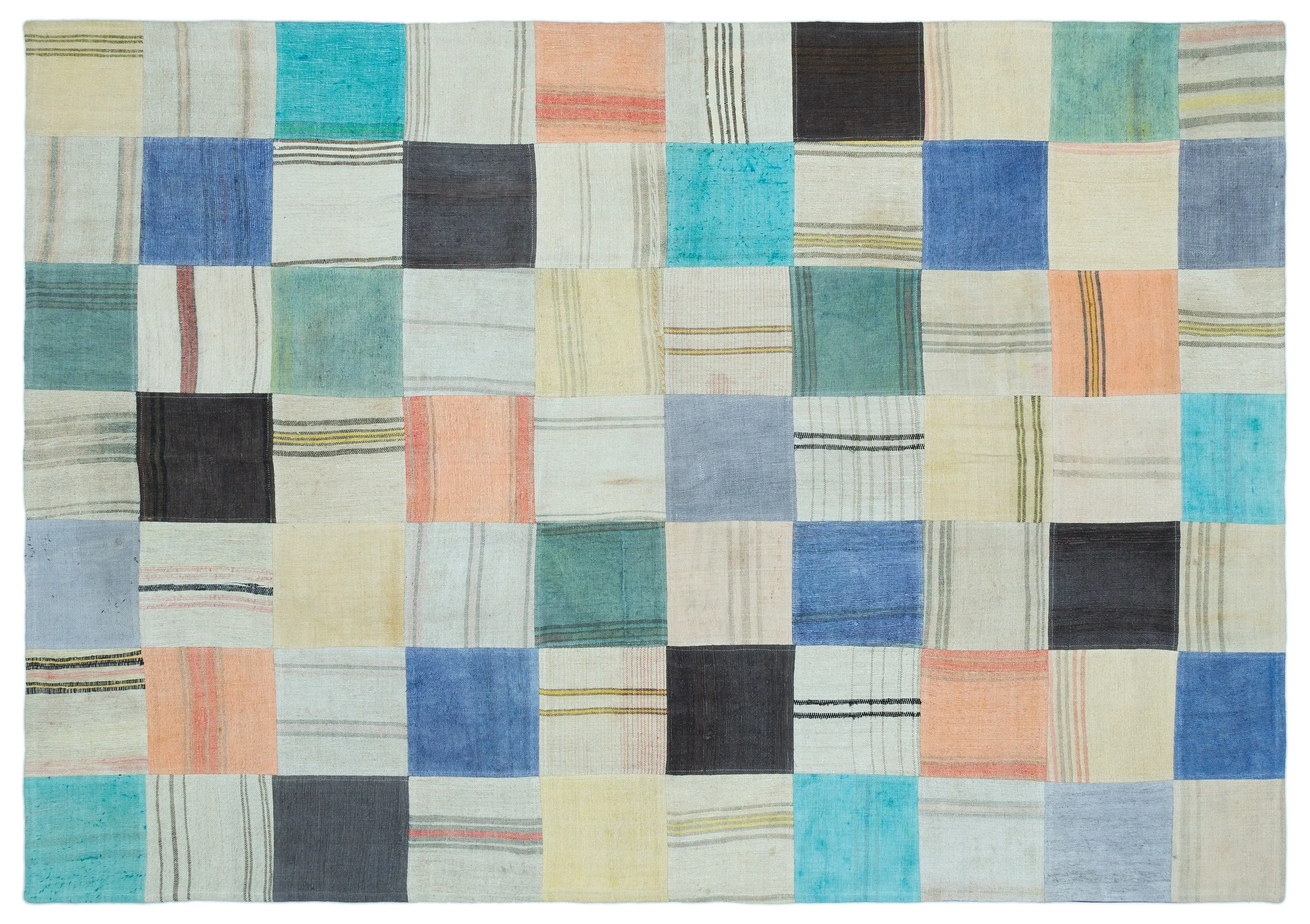 Mixed Over Dyed Kilim Patchwork Unique Rug 5'5'' x 7'8'' ft 165 x 234 cm