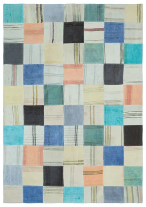 Mixed Over Dyed Kilim Patchwork Unique Rug 5'5'' x 7'8'' ft 165 x 234 cm