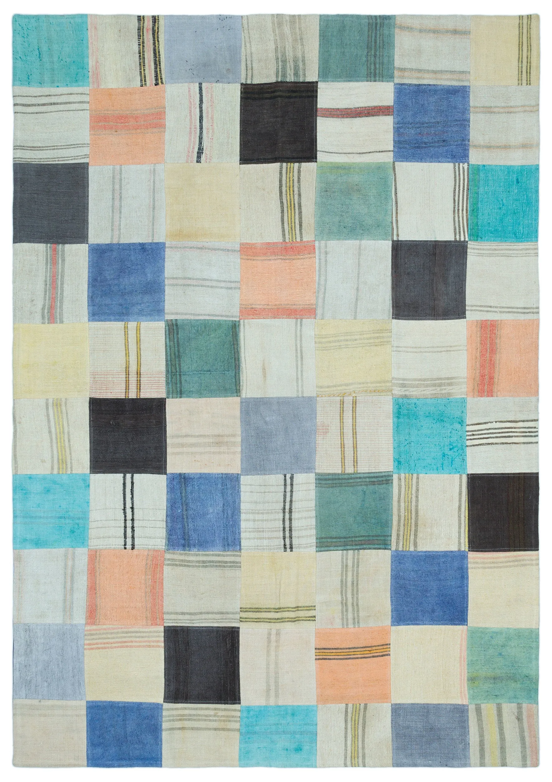 Mixed Over Dyed Kilim Patchwork Unique Rug 5'5'' x 7'8'' ft 165 x 234 cm
