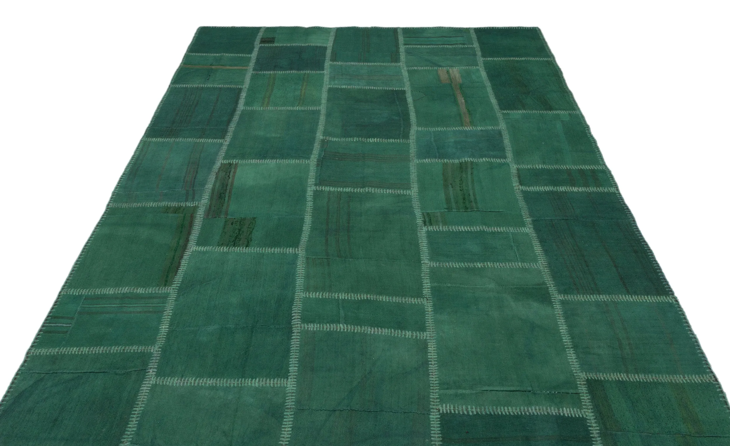 Mixed Over Dyed Kilim Patchwork Unique Rug 6'4'' x 9'9'' ft 193 x 297 cm