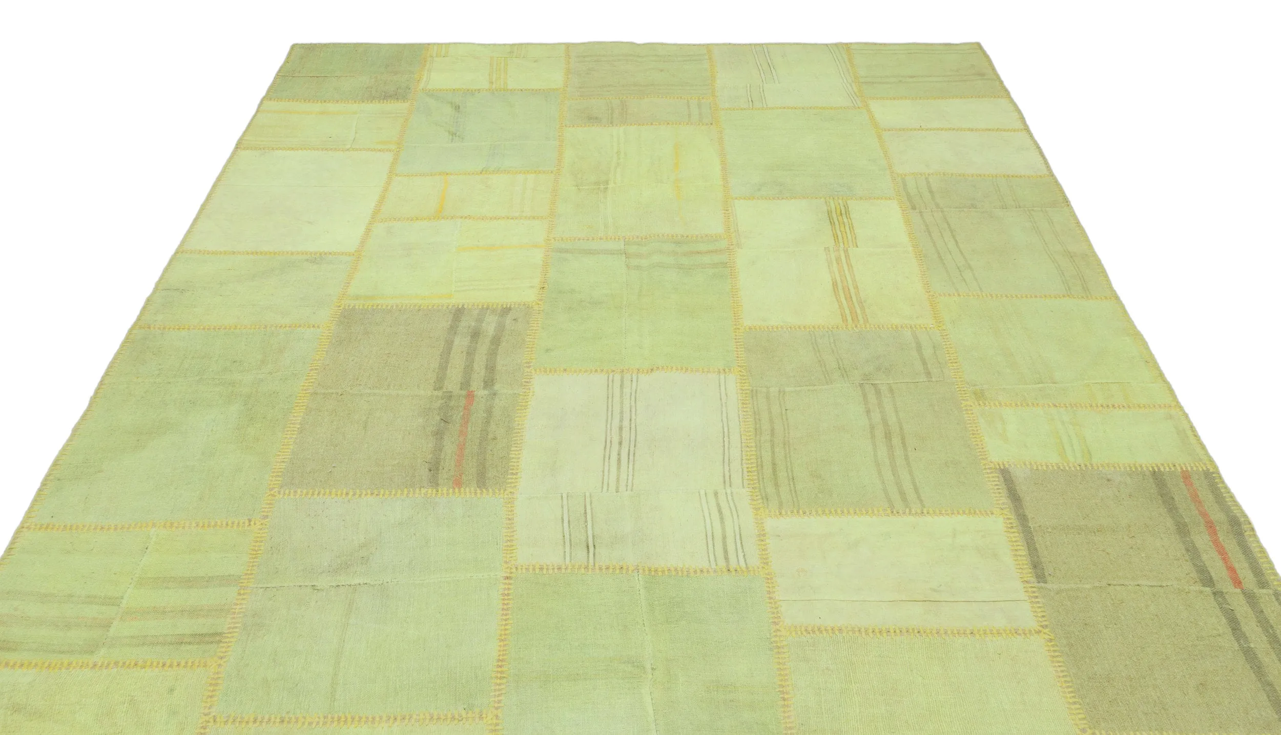 Mixed Over Dyed Kilim Patchwork Unique Rug 6'7'' x 9'11'' ft 200 x 303 cm