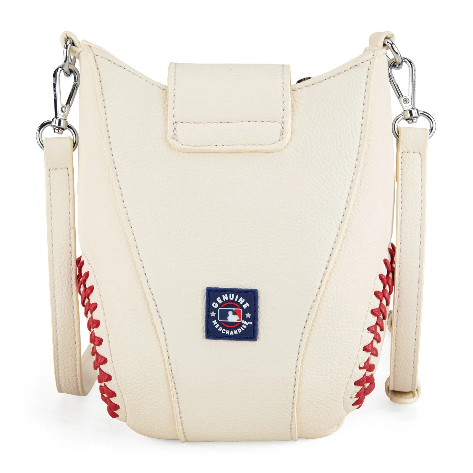 MLB-AB105  MLB Atlanta Braves Team Baseball Stitch Crossbody -Beige