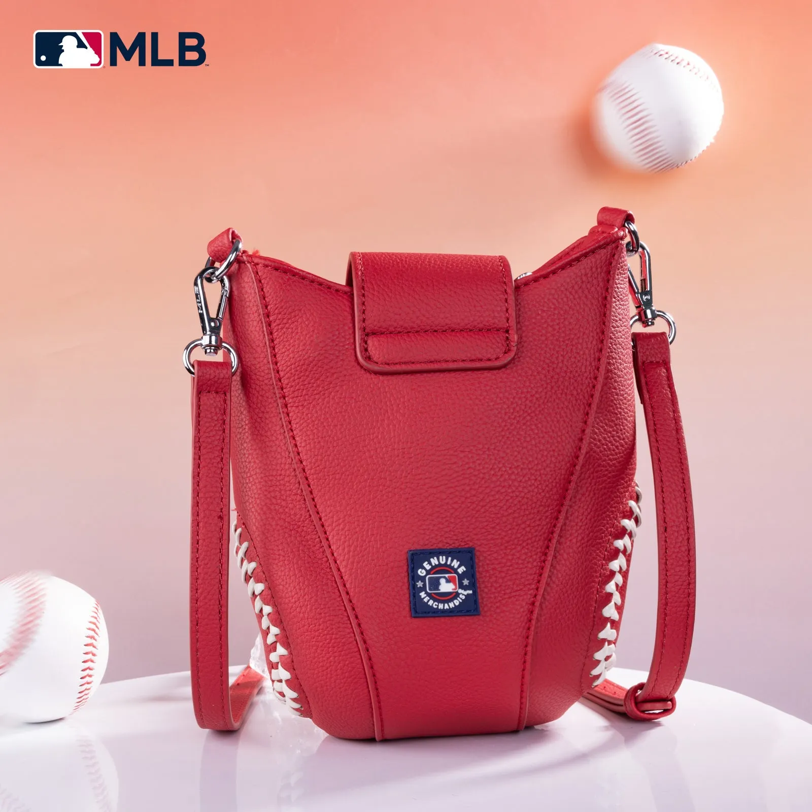 MLB-AB105  MLB Atlanta Braves Team Baseball Stitch Crossbody -Red