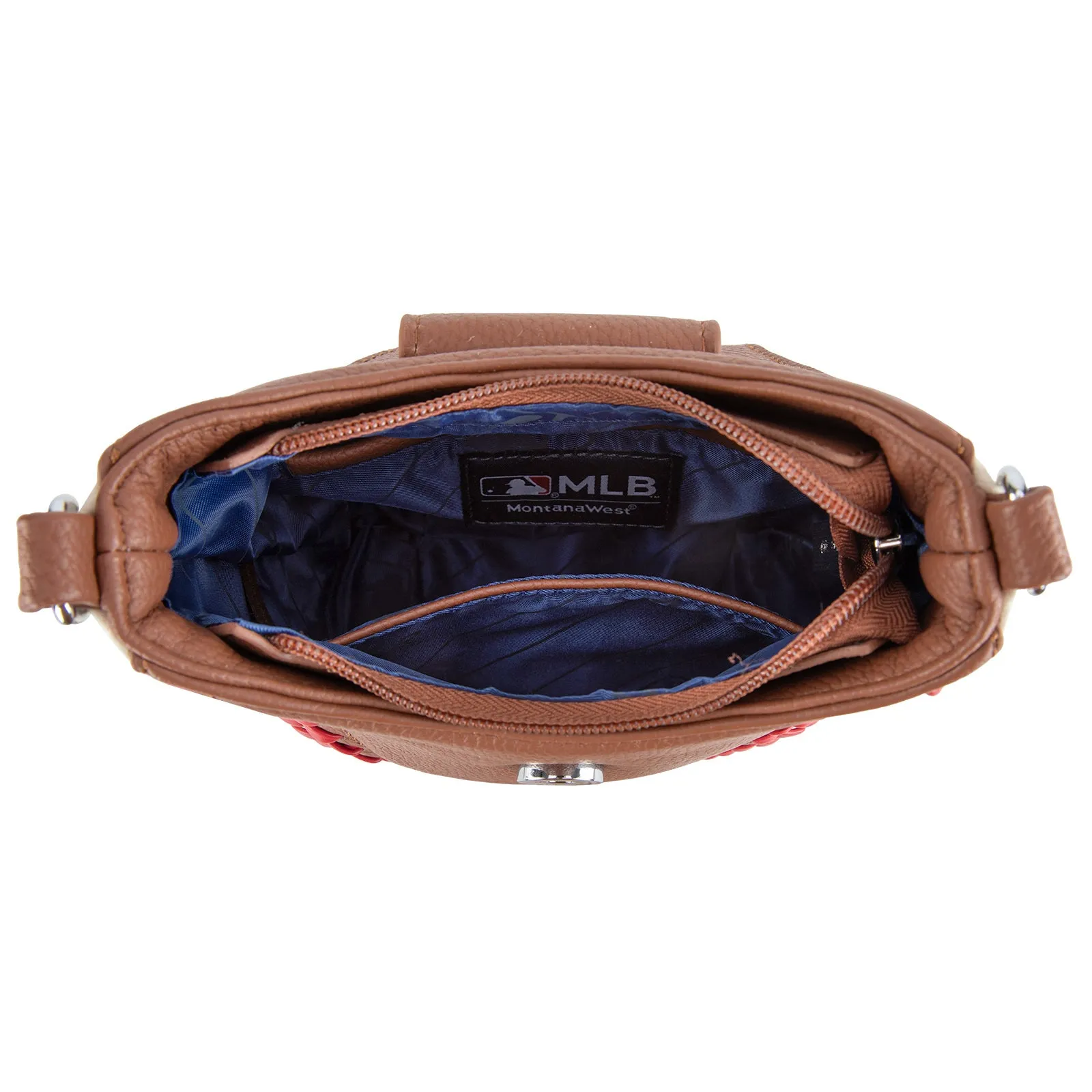 MLB-NY105   MLB New York Yankees Team  Baseball Stitch Crossbody -Brown
