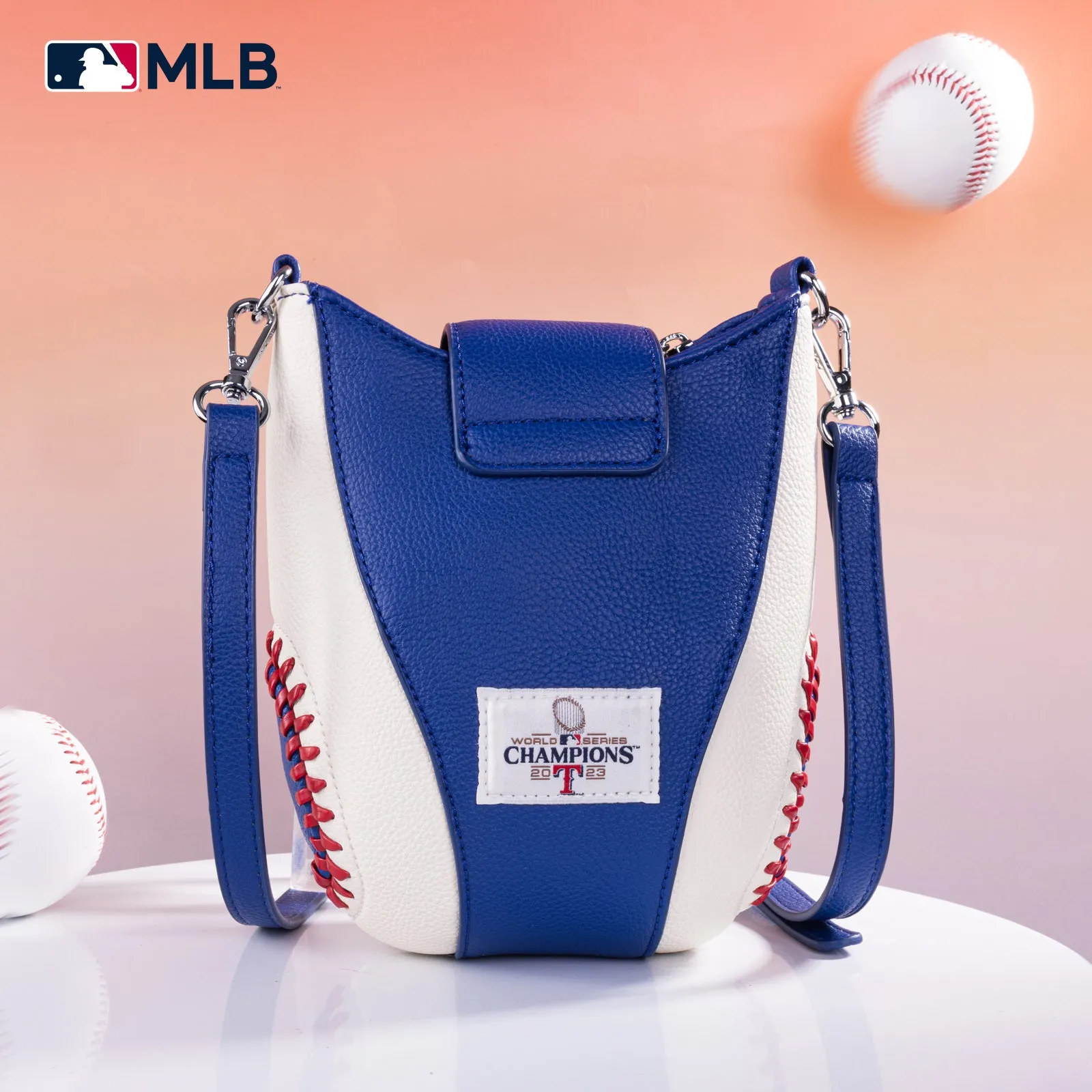 MLB-TX105  MLB Texas Rangers Team Baseball Stitch Crossbody - Blue