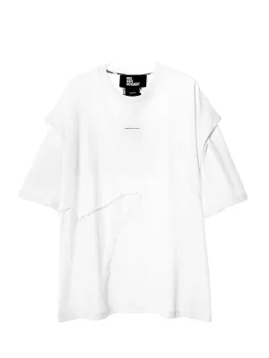 Mod Wave Movement Patchwork T-Shirt- White
