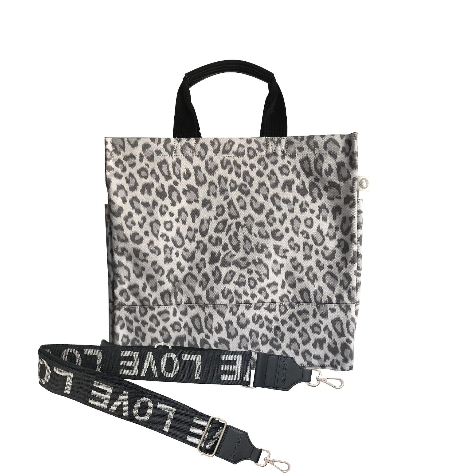 Monogram Stripe: Luxe North South Bag- Grey Leopard