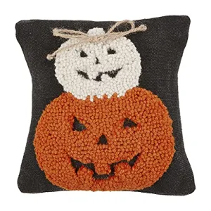 Mud Pie Halloween Mini Hook Pillow, Two Pumpkin