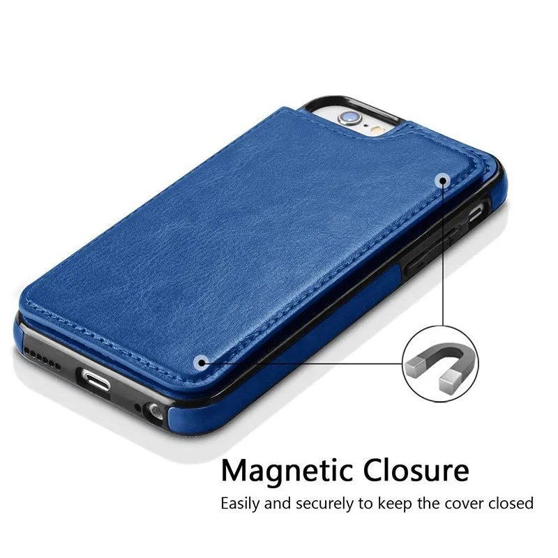Multifunction Magnetic Leather Wallet Case Card Slot Shockproof Full Protection Cover for iPhone X 7/8 7/8 Plus