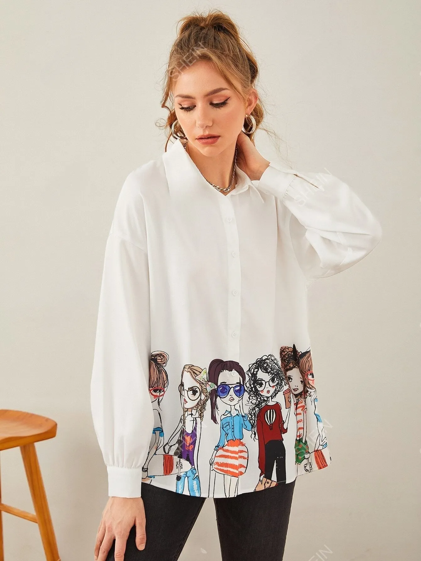 Mulvari Figure Graphic Drop Shoulder Shirt