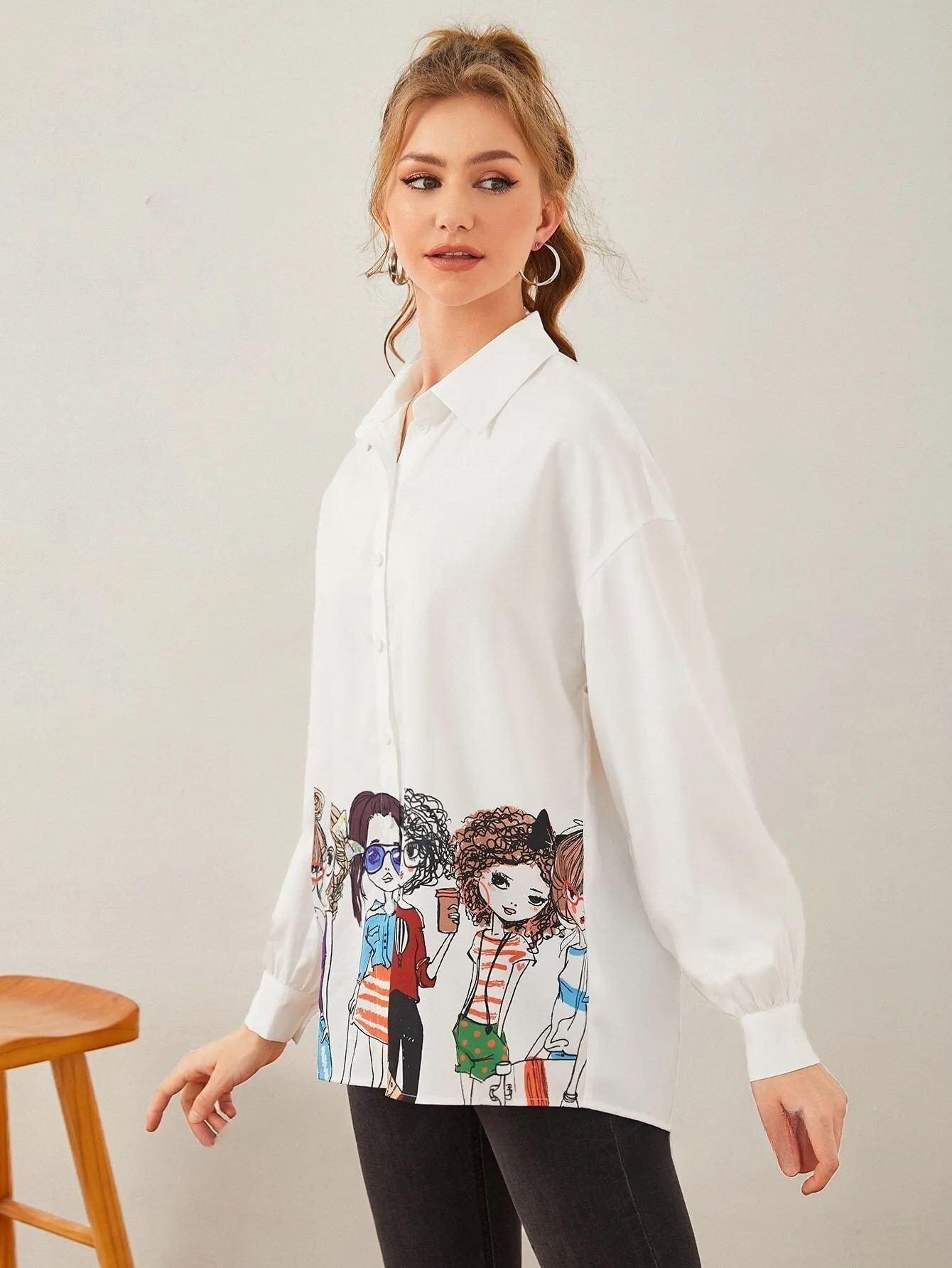 Mulvari Figure Graphic Drop Shoulder Shirt
