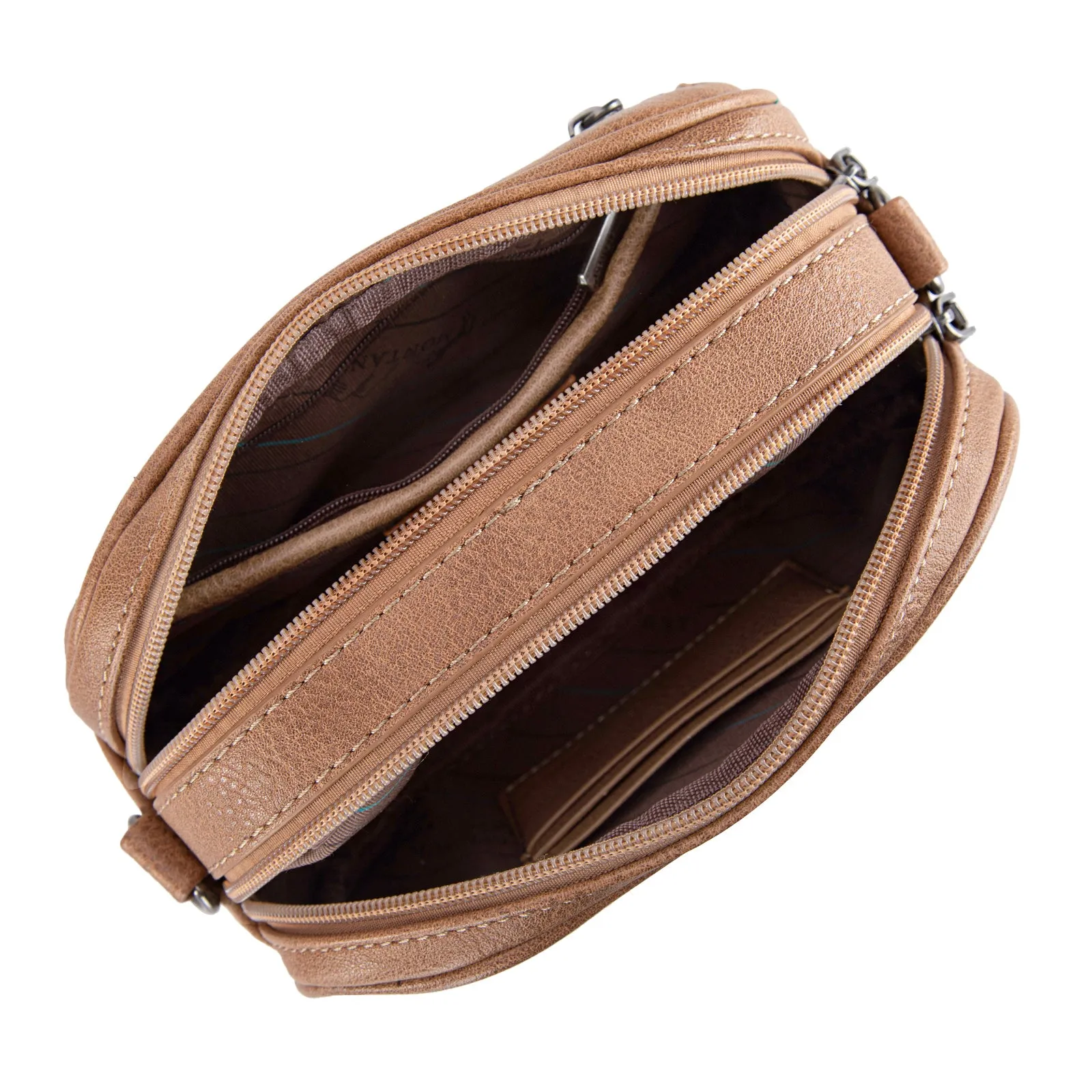 MW1318-8365 Montana West Tooled Collection Crossbody - Brown