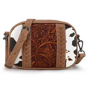 MW1318-8365 Montana West Tooled Collection Crossbody - Brown