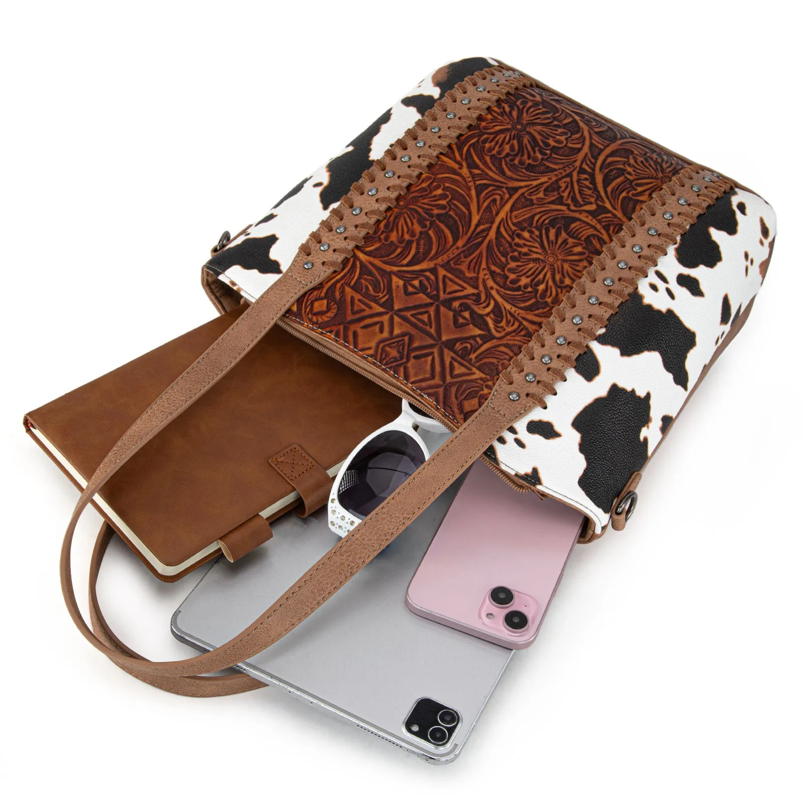 MW1318G-8318  Montana West Tooled Collection Concealed Carry Tote/Crossbody - Leopard