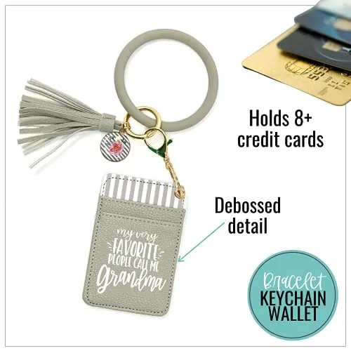 My Favorite People Gray Silicone Bracelet Keychain Wallet for Grandmothers