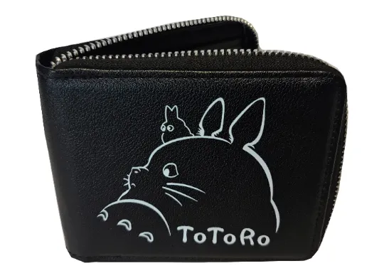 My Neighbor Totoro Anime Zipped Wallet - Premium PVC Leather / Black