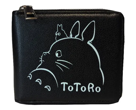 My Neighbor Totoro Anime Zipped Wallet - Premium PVC Leather / Black