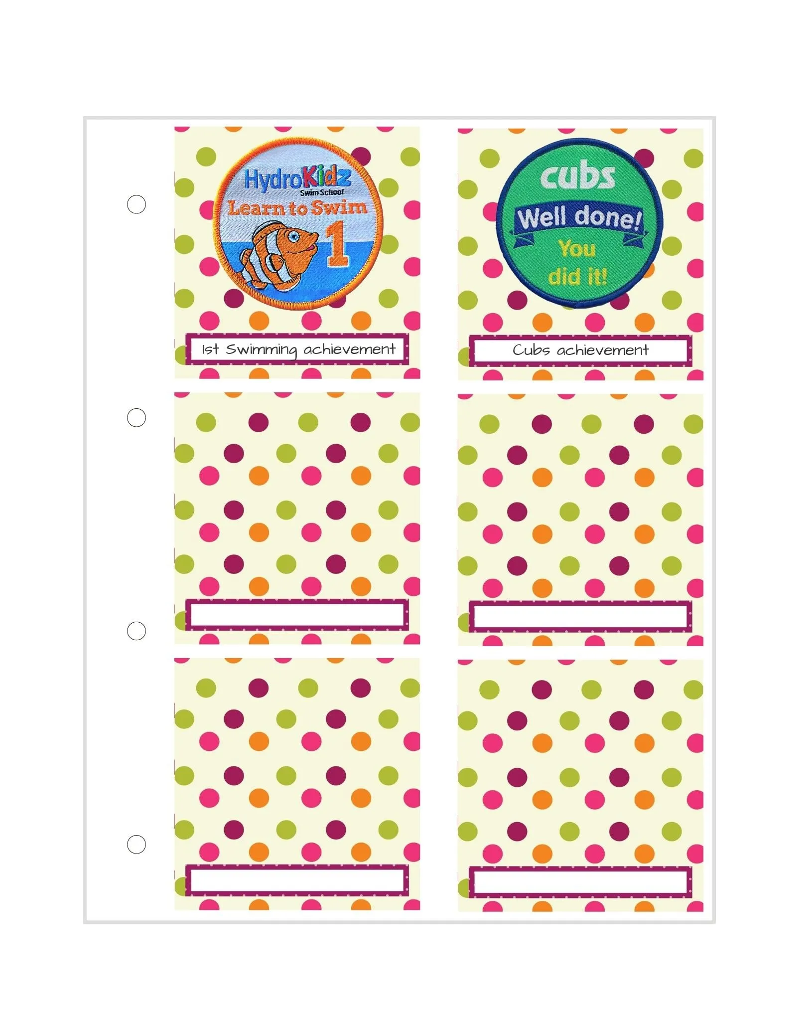 My Proud Moments Extra Page - Badge Holder