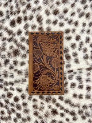 N500014002 Nocona Western Men's Rodeo Floral Tooled Brown Wallet