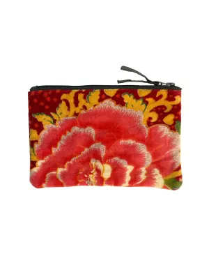 Napoli Velvet Pouch Peonies Red