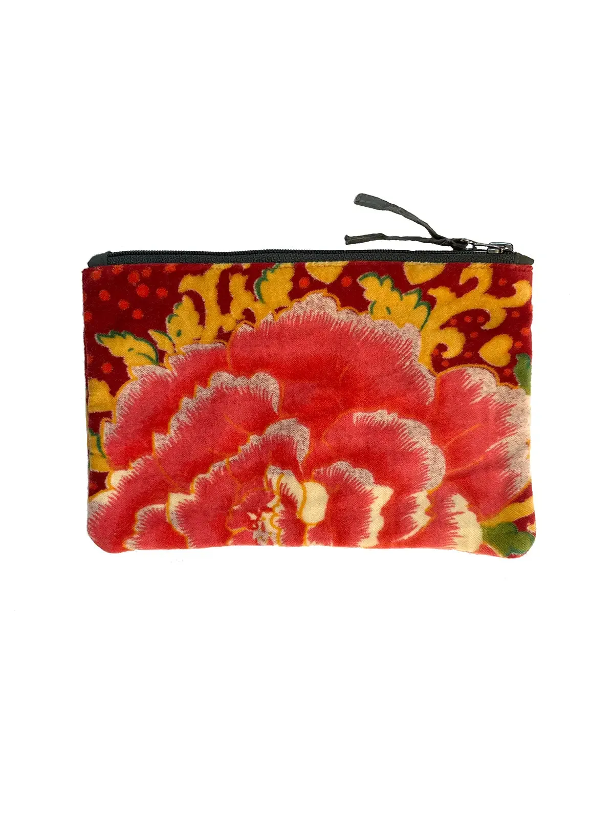 Napoli Velvet Pouch Peonies Red