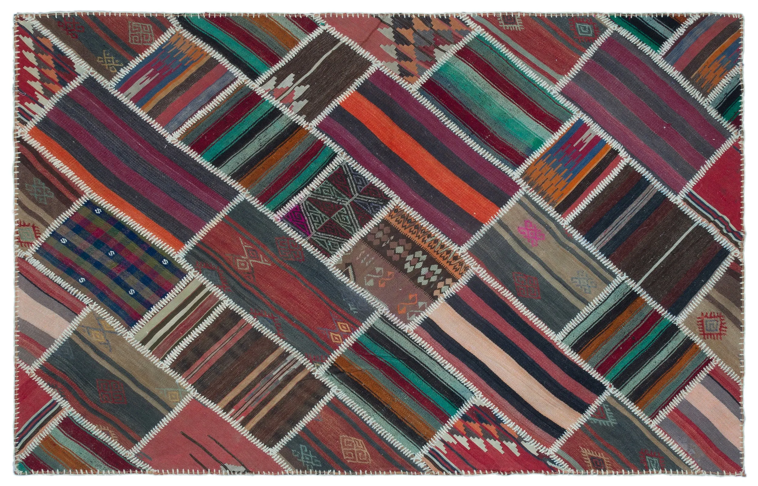 Naturel Over Dyed Kilim Patchwork Unique Rug 5'1'' x 7'11'' ft 156 x 242 cm