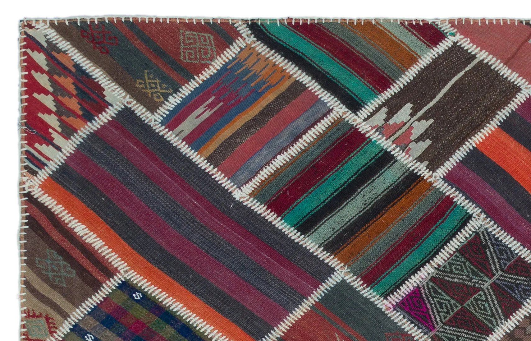 Naturel Over Dyed Kilim Patchwork Unique Rug 5'1'' x 7'11'' ft 156 x 242 cm