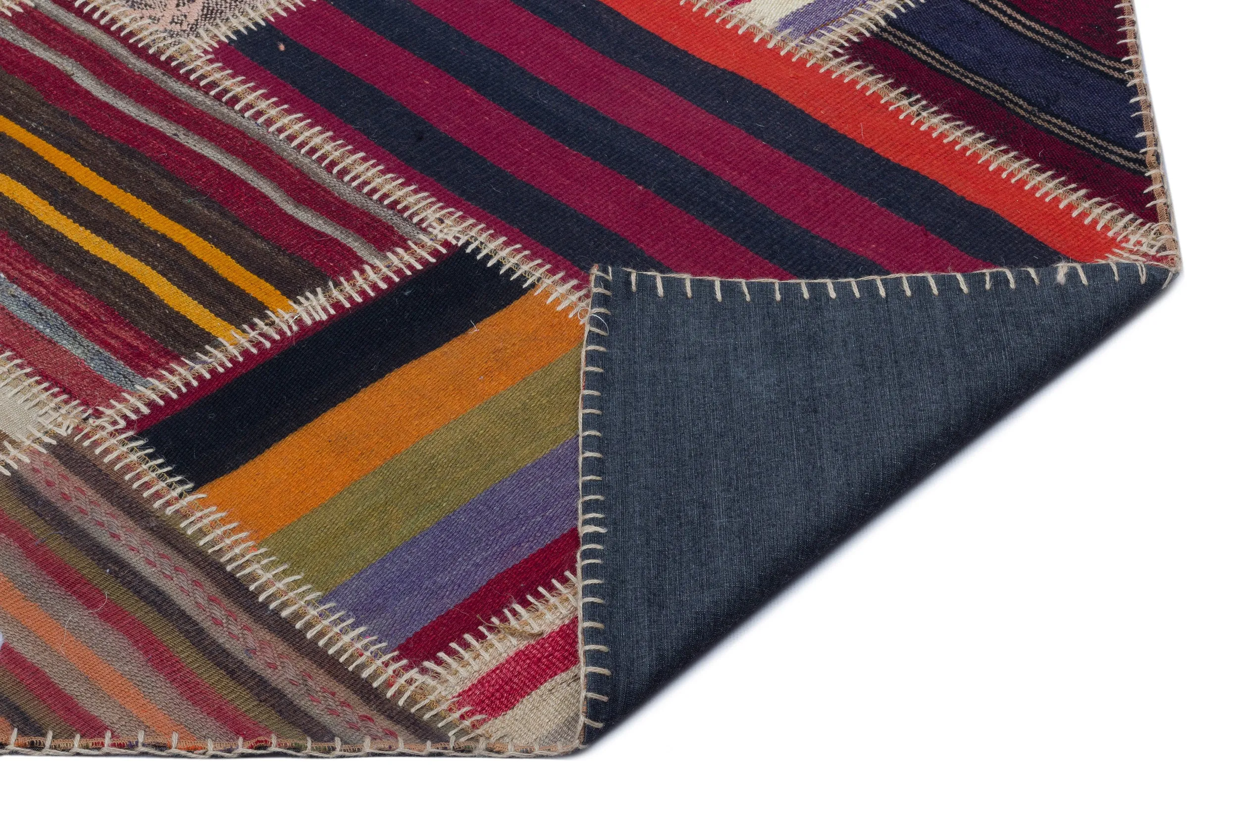 Naturel Over Dyed Kilim Patchwork Unique Rug 5'2'' x 7'5'' ft 157 x 227 cm
