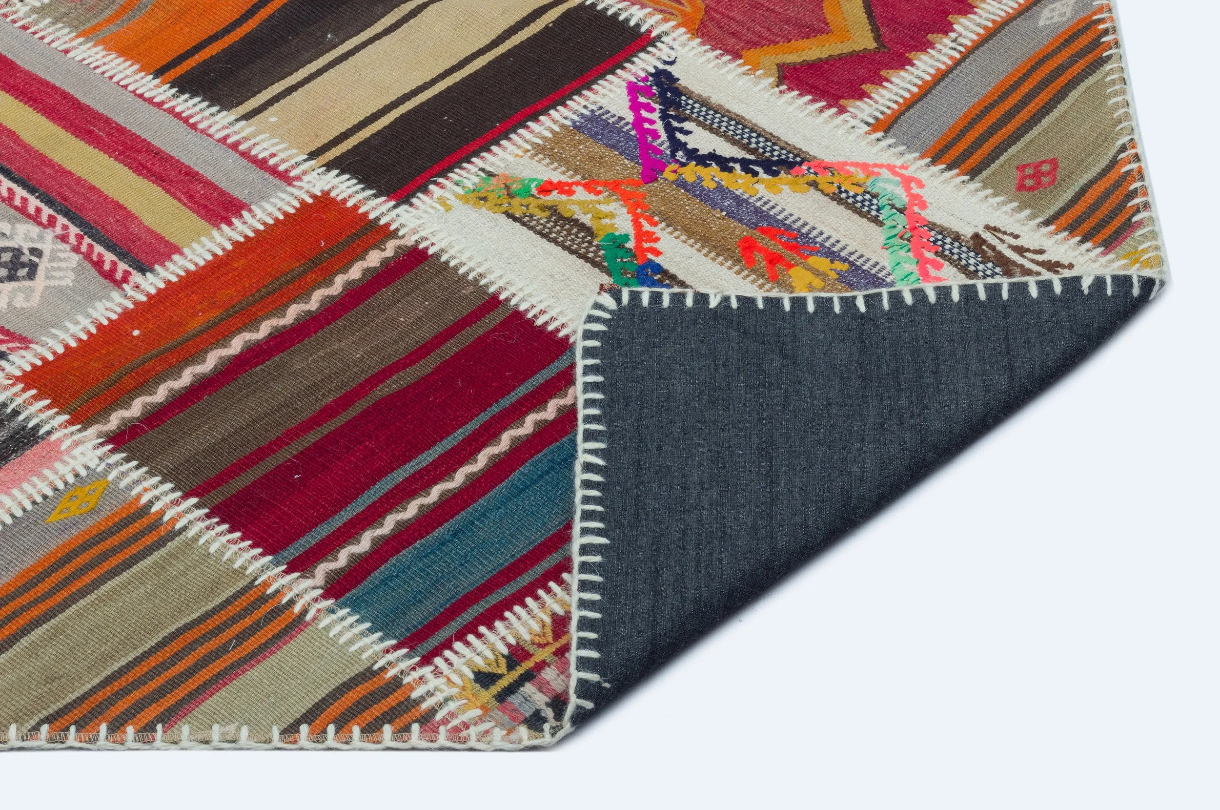 Naturel Over Dyed Kilim Patchwork Unique Rug 5'3'' x 7'9'' ft 160 x 235 cm