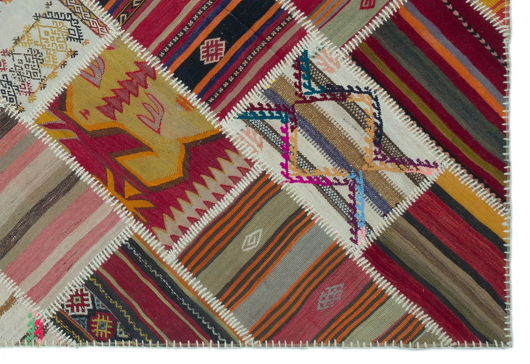 Naturel Over Dyed Kilim Patchwork Unique Rug 5'3'' x 7'9'' ft 160 x 235 cm