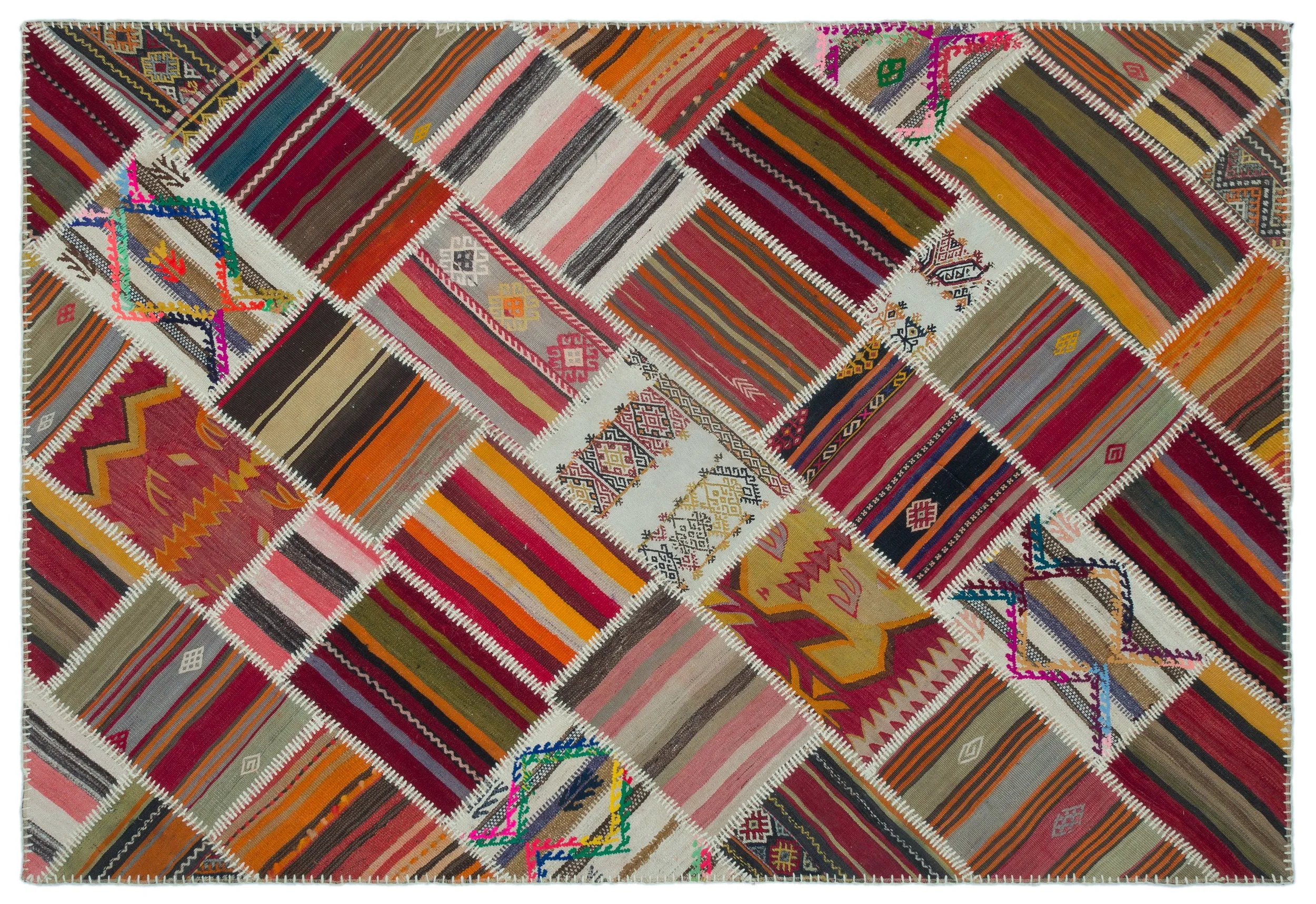 Naturel Over Dyed Kilim Patchwork Unique Rug 5'3'' x 7'9'' ft 160 x 235 cm