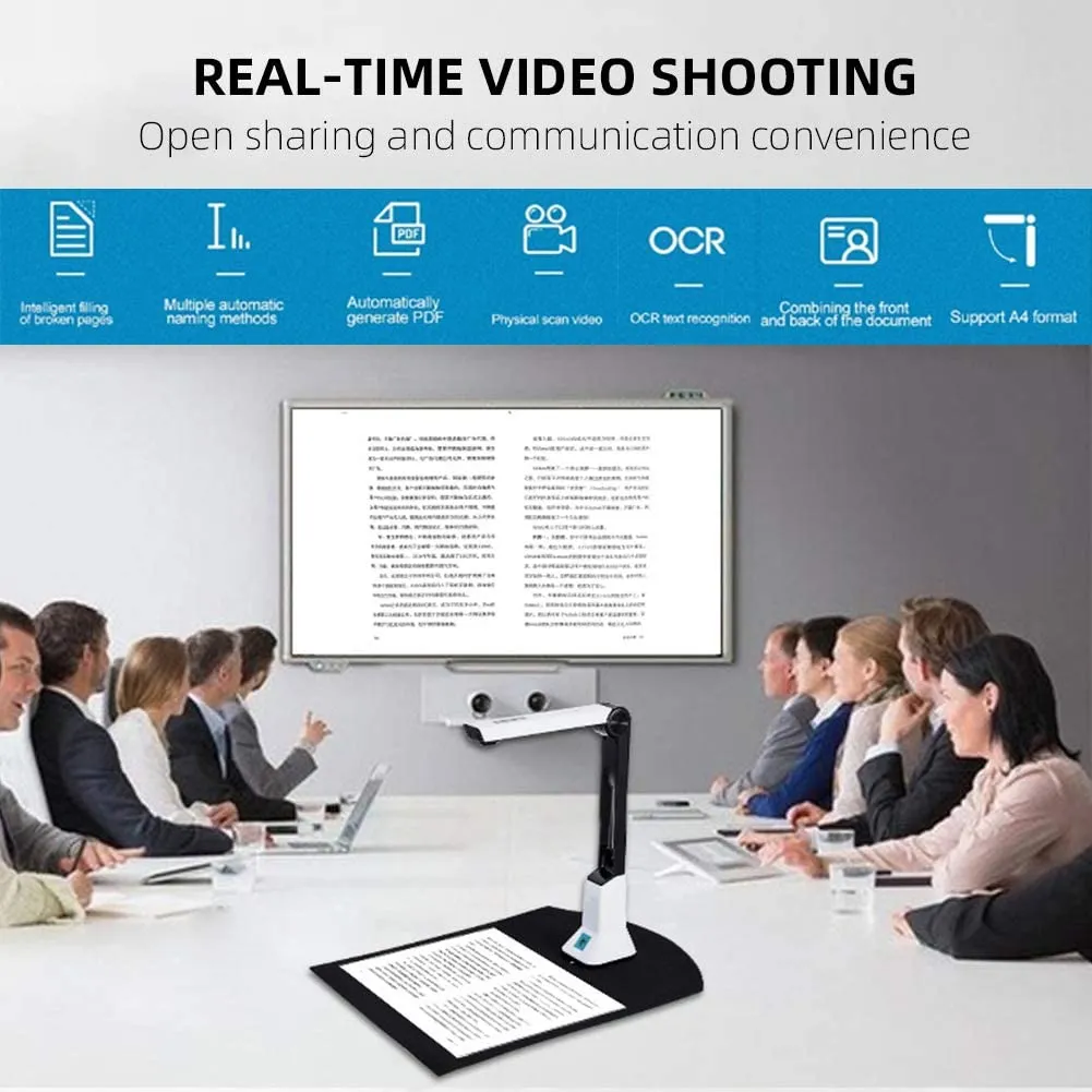 New AOUSTHOP USB Document Scanner, Portable High-Definition Scanner Real-time Projection,Camera&Video Recording,OCR English A4 Format Bound Document, Teacher Business Live Demo Web Conference