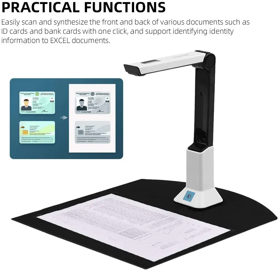 New AOUSTHOP USB Document Scanner, Portable High-Definition Scanner Real-time Projection,Camera&Video Recording,OCR English A4 Format Bound Document, Teacher Business Live Demo Web Conference