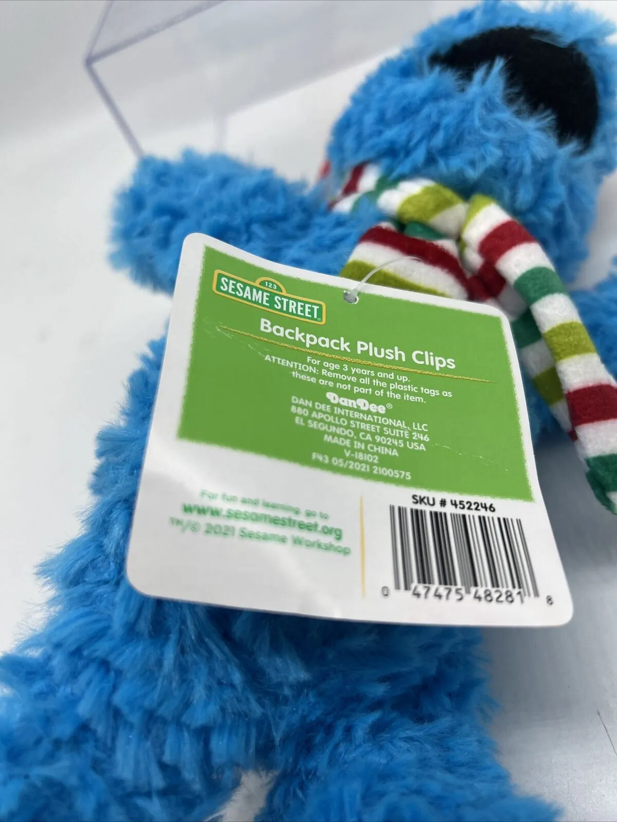 New Cute 9" Small Cookie Monster Christmas Backpack Plush Clip Sesame Street Toy