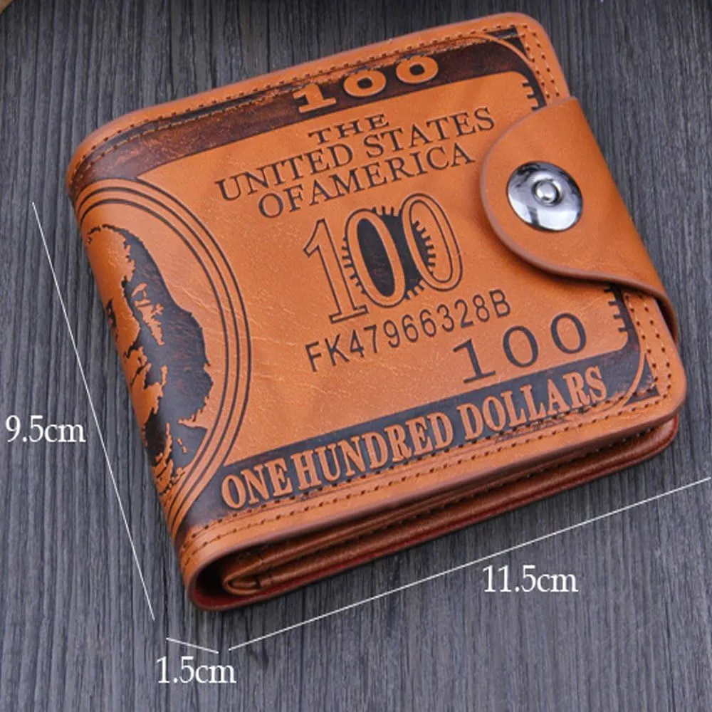 New Mens Novelty US $100 Dollar Wallet Leather Bill Money Billfold Card Holder