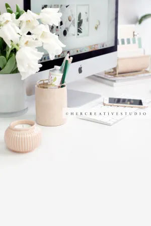 Nude Workspace with Computer